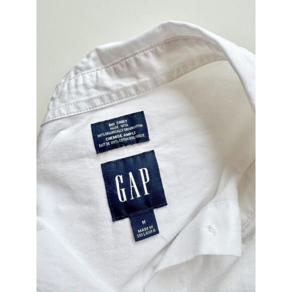 NWT GAP Optic White Organic Cotton Poplin Oversized Button-Up Big Shirt, Size M - Picture 12 of 16